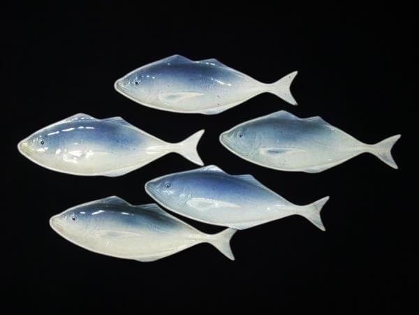 魚皿 アジ皿 刺身皿 染付 魚形皿セット 5枚 陶器製