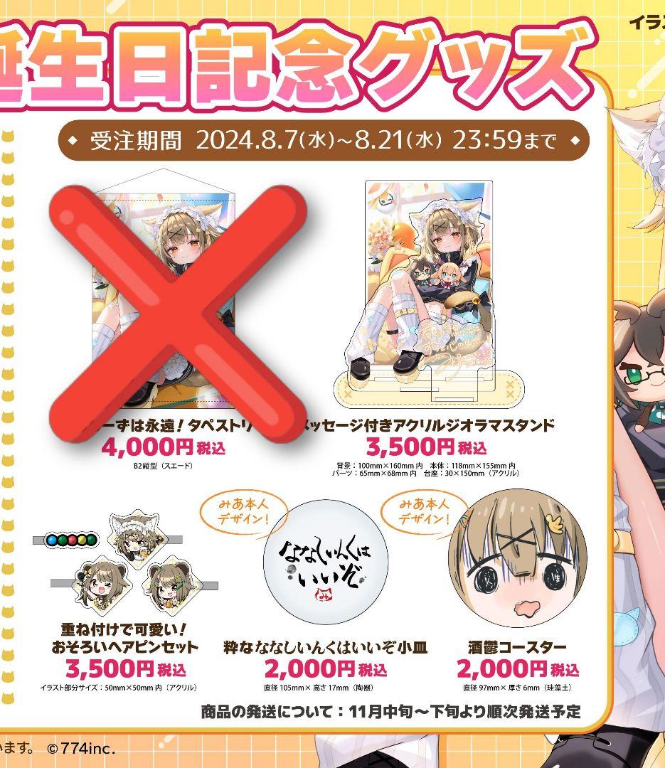 ななしいんく 湖南みあ 誕生日グッズ2024
