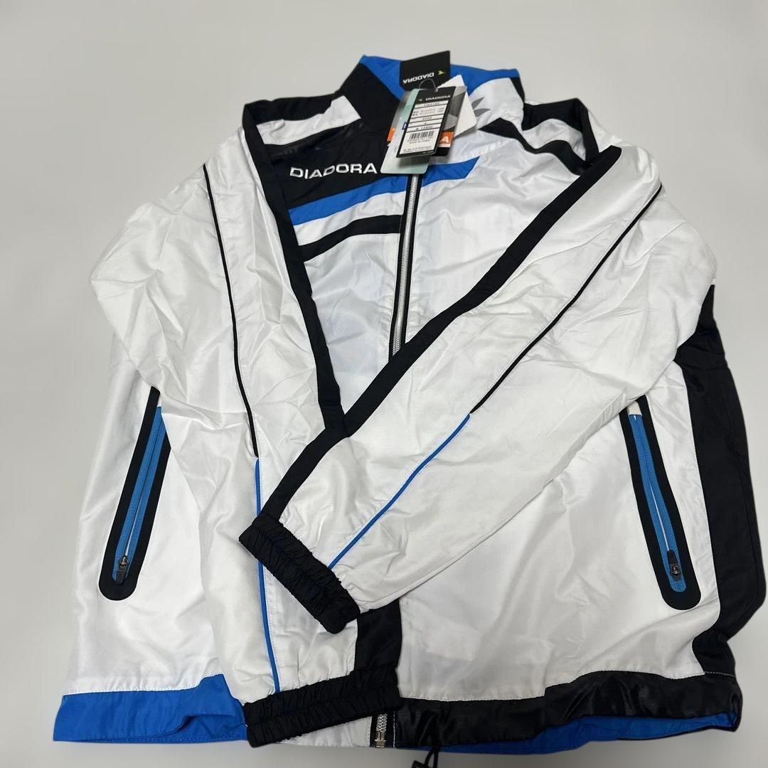 DIADORA フルジップジャケット S ホワイト/ブラック/ブルー