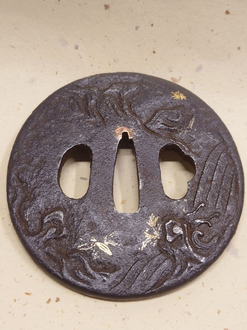 鉄鍔、山水図