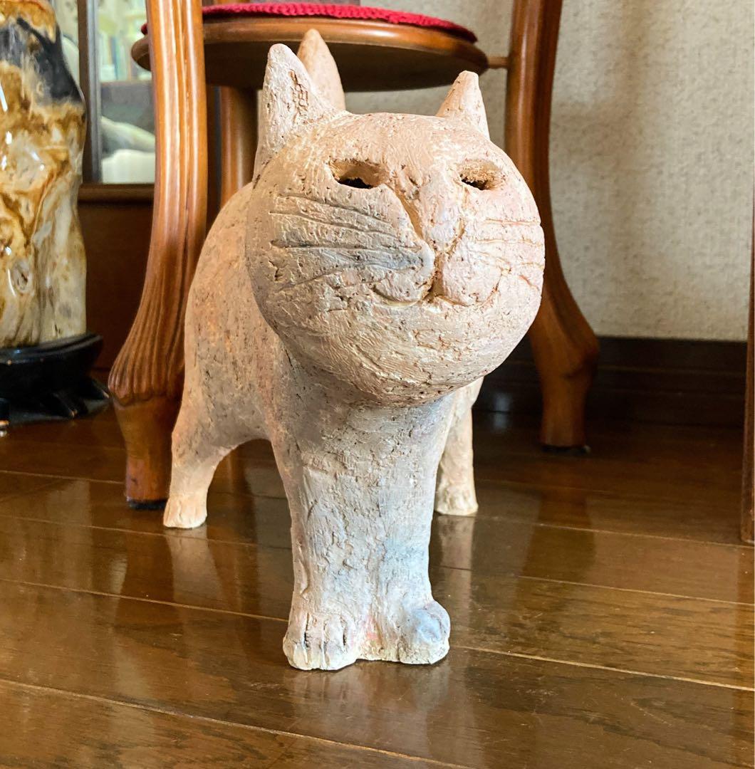 ◇猫のオブジェ 赤茶色 テラコッタ造り 一点物◇