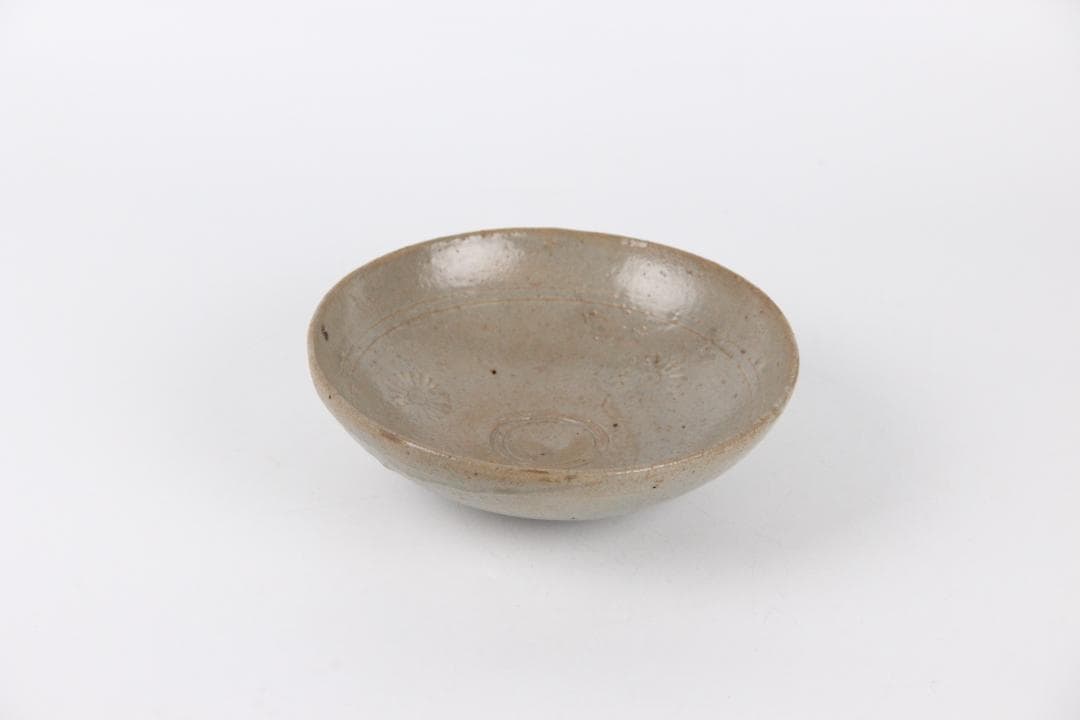 李朝初期 粉青 刻花碗 朝鮮古陶 高麗 茶碗 古美術 骨董 EL11-15