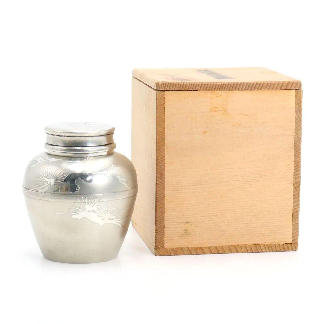 岩切美巧堂造 茶壷 茶心壷 薩摩錫器 煎茶道具 約388g　M256　BC23