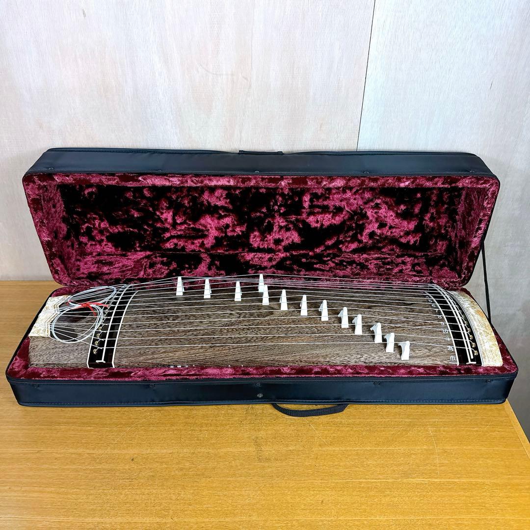 【美品】 ゼンオン 文化箏 高級 立柱ケース 13弦 全長86cm 琴 短琴 箏