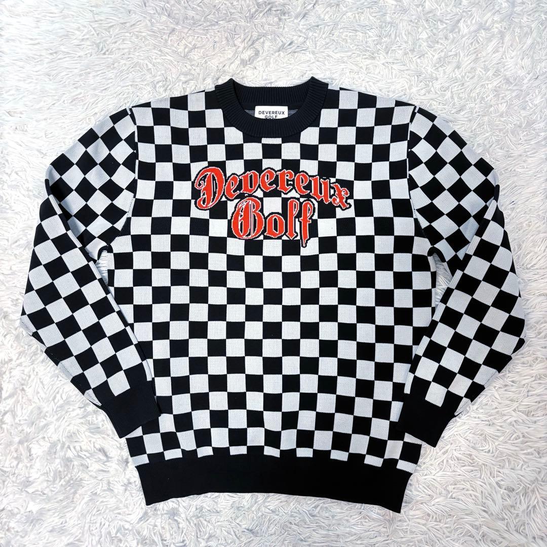 最新作 devereux golf ニットセーター チェッカー クルーネック