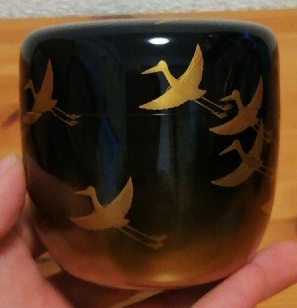 尋牛斎書付　松寛作　郡鶴　蒔絵　梨地　棗　共箱　茶道具