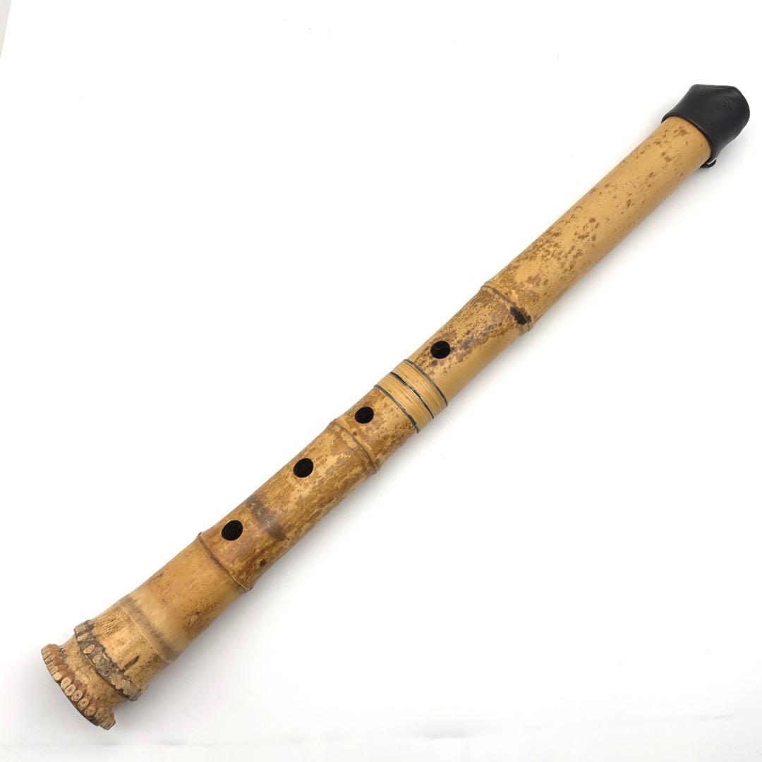 【美品】尺八　琴古流　バチ型　銘あり　竹治　1尺6寸　5孔　和楽器　唄口五号