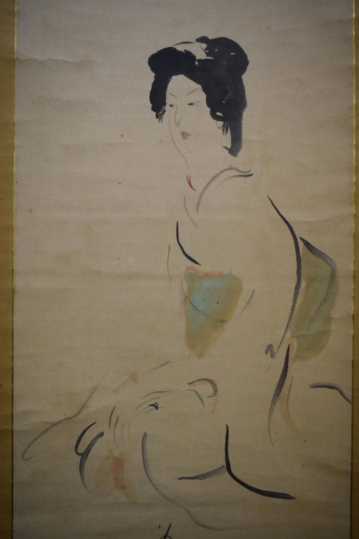 真作/織田観潮/人物画賛/布袋屋掛軸HJ-715