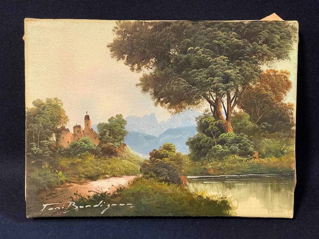 「真作」トニ・ボルディニョン　風景画　油彩画　額装　サイン有り　F4号
