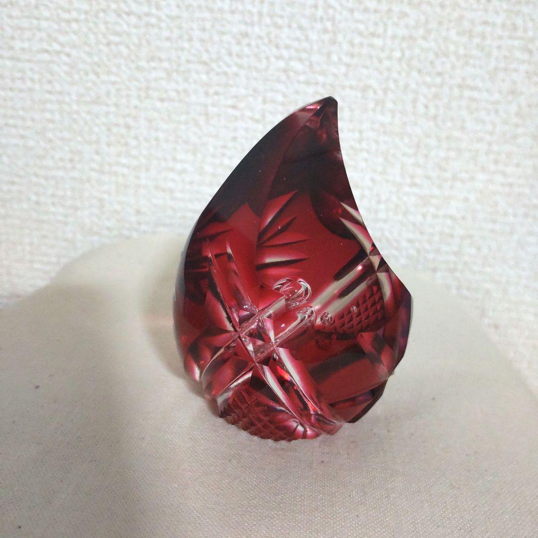 【値下げ済み】【美品】薩摩切子 ペーパーウェイト 薩摩の雫 赤