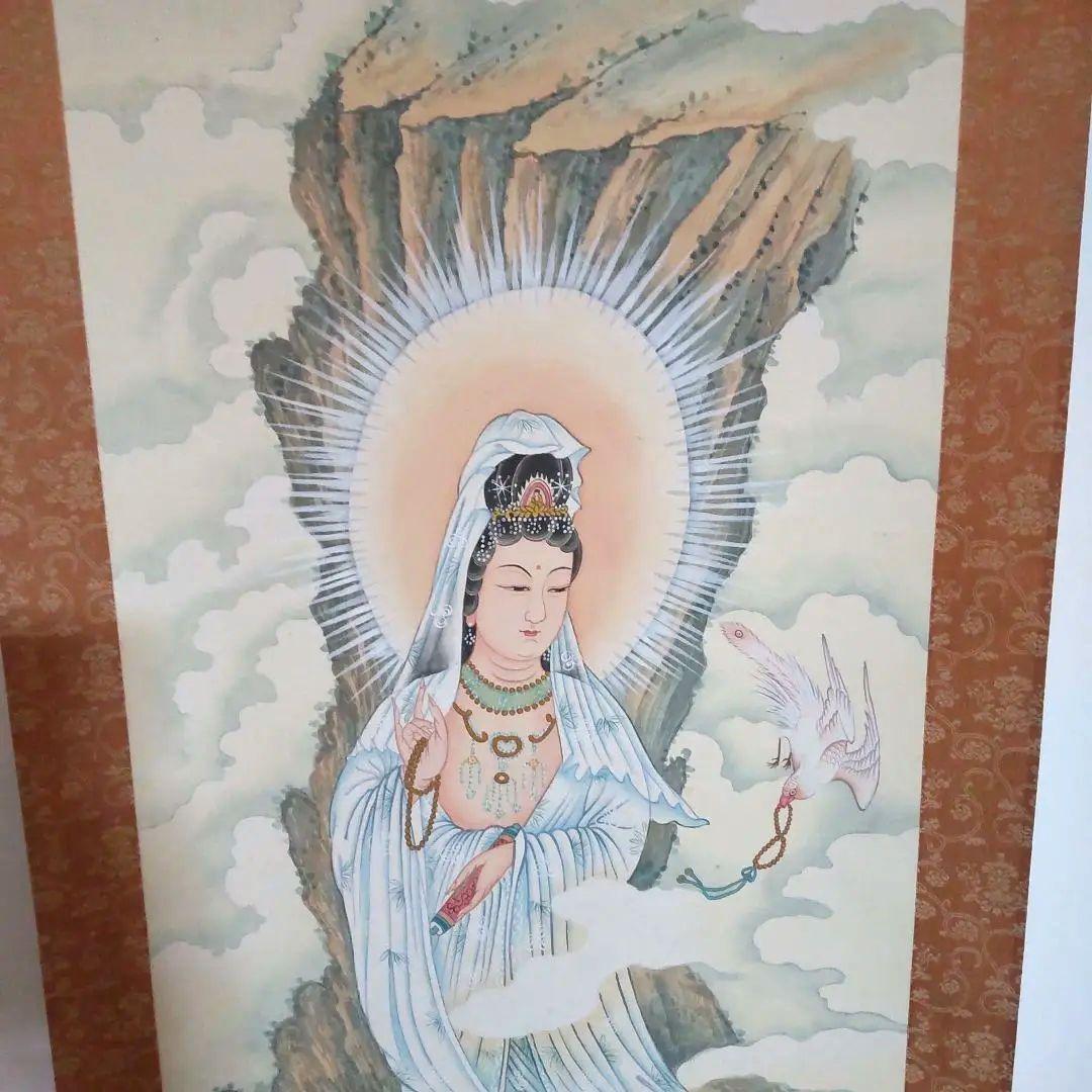 【美品】観世音菩薩 掛軸 仙涯　約181✕54cm 共箱付