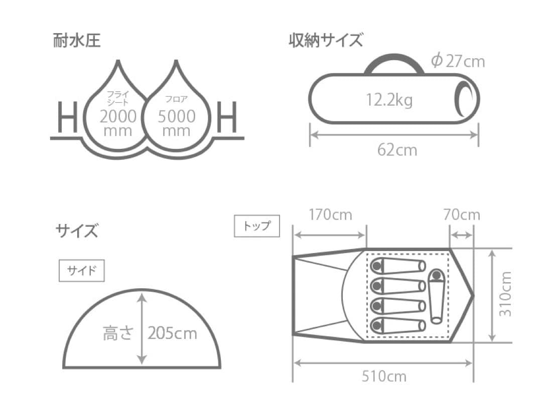 美品　DOD THE TENT L カーキ ファミリーテント