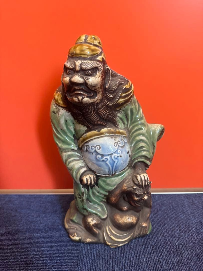 1890  時代物 人物 鍾馗 小鬼 怪獸 古美術 置物
