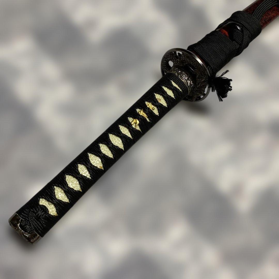 豪華模造刀(刀袋付) 坂本龍馬拵え 黒柄 龍彫透し丸鍔