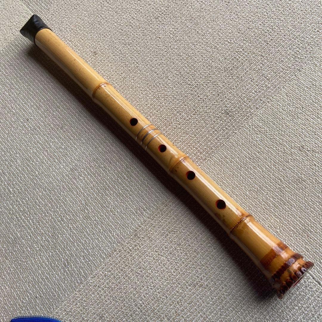 208 ⭐️尺八眞山銘　一尺ハ寸管　眞山銘三印最高級品