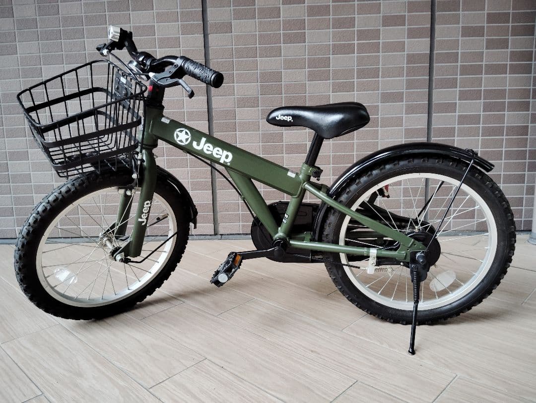 Jeep 子供用自転車 オリーブグリーン 18インチ カゴ付き　引き取り可能