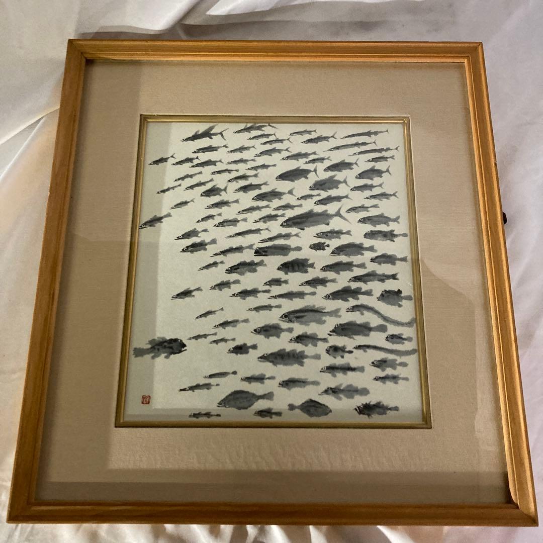 赤穴　宏先生　百魚図　色紙
