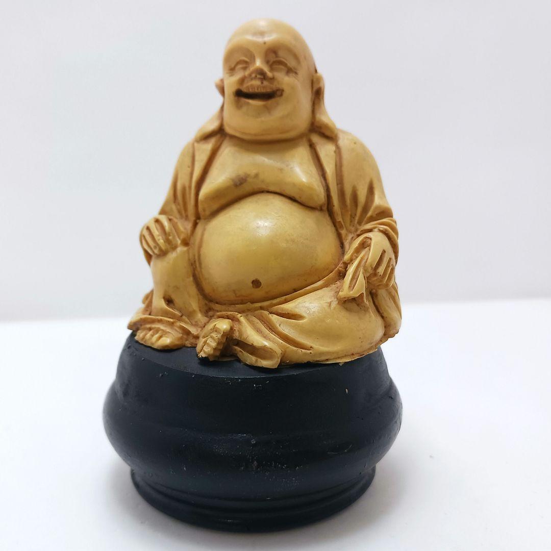 Y2293-4 高級彫刻 布袋 置物 細密彫刻 総重量222.1g　の