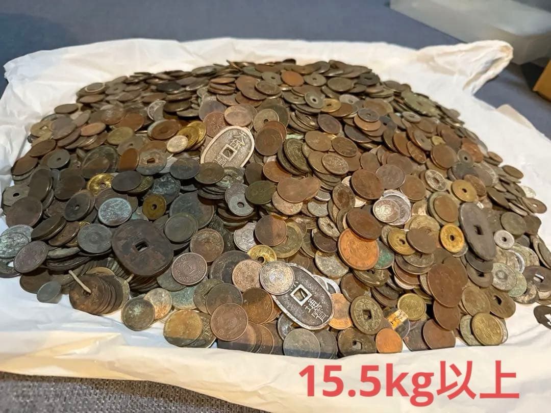 古銭　穴銭　カラス　桐　龍2銭　龍1銭　龍半銭　銅貨等　まとめ　15.5kg以上