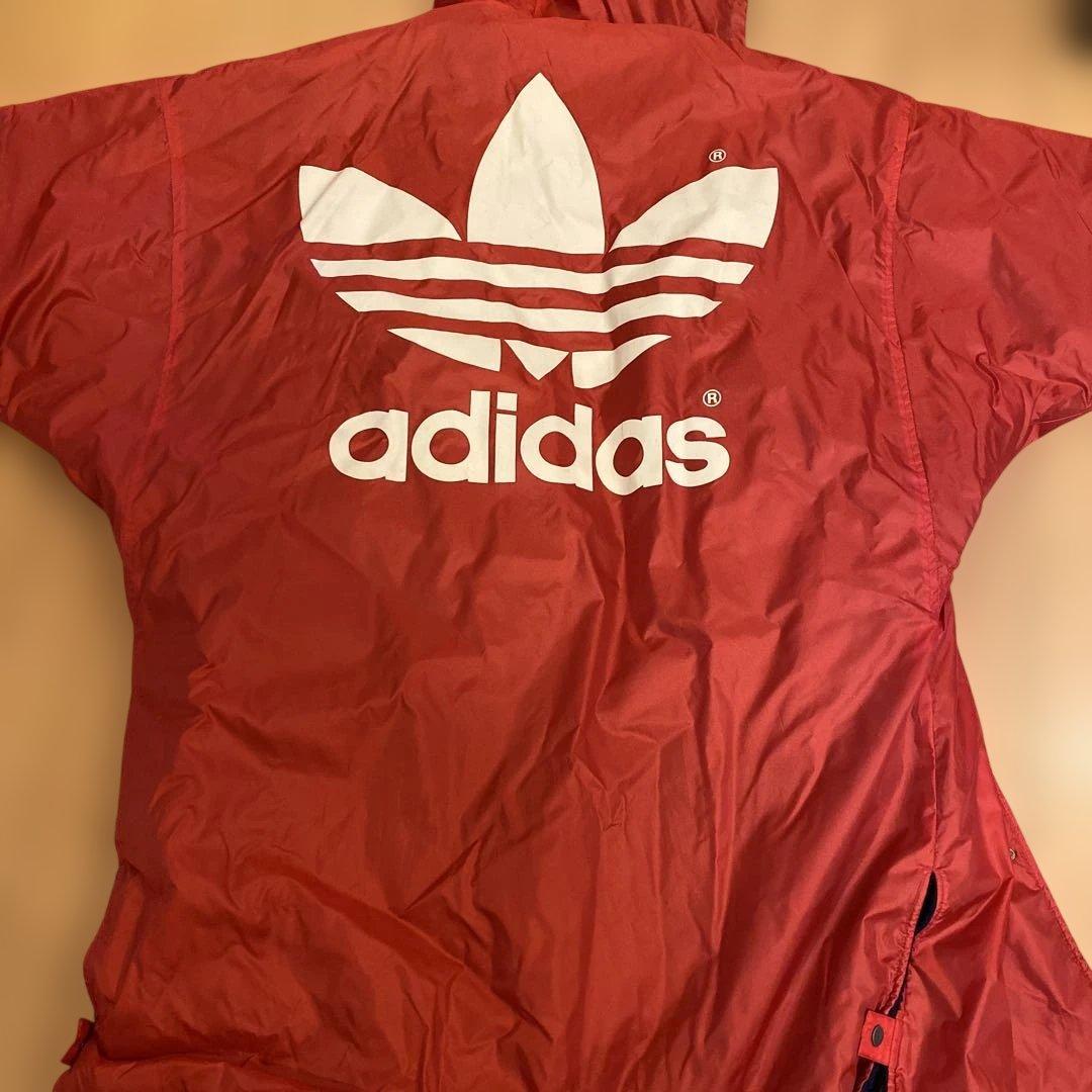 90年代 ヴィンテージadidas レッド ベンチコート L ロング丈　赤