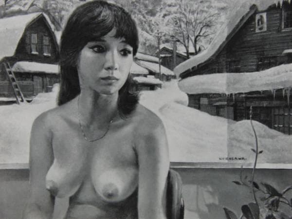 黒沢信男、【MODEL】、希少画集画、新品高級額・額装付、状態良好