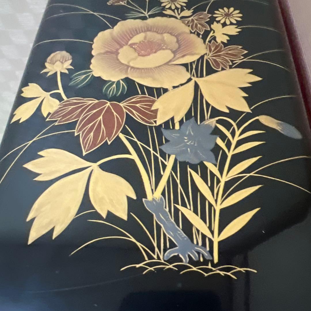 日本美術 平安 象彦 硯箱木製漆器 牡丹高蒔絵 細密細工硯箱 書道具