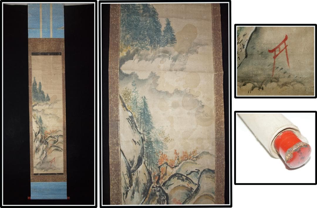 時代の掛軸　肉筆保証　　日本　中国古董品骨美術 X1058C15-1