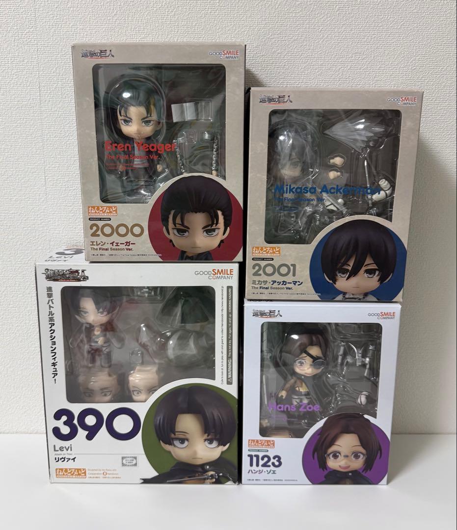進撃の巨人 ねんどろいど フィギュア エレン ミカサ リヴァイ ハンジ セット