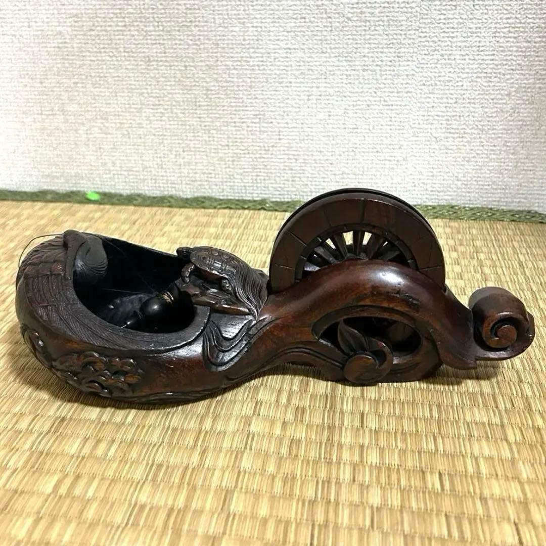 [珍] 鶴蓑亀紋墨壺　古道具　工芸品　置物　27-28cm美品
