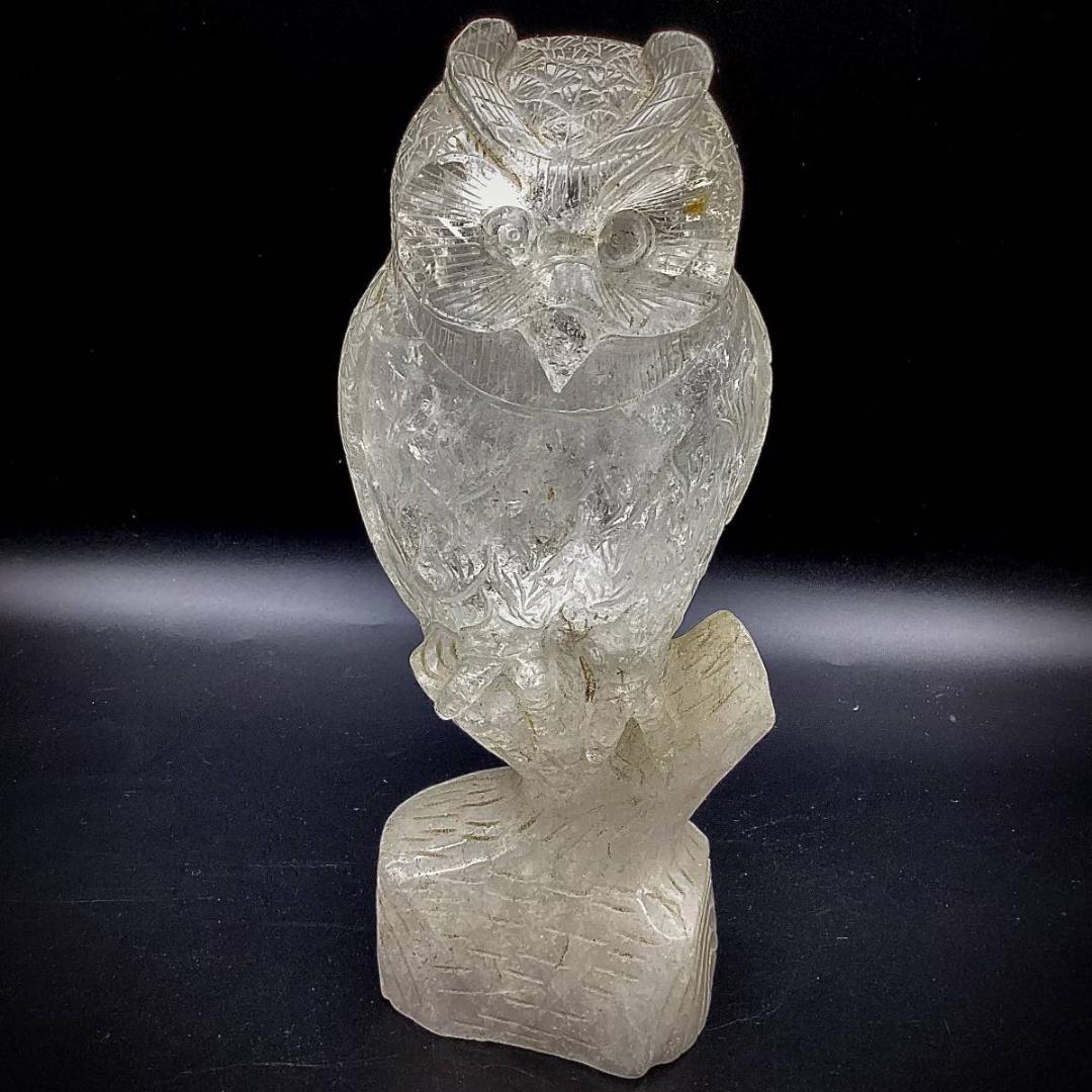 ★フクロウ 梟 水晶 天然石 オブジェ 置物 鉱物 2kg 古い