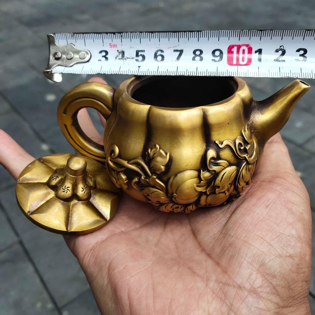 銅器 南瓜酒壺 茶壺 滴り壺 墨壺 茶道具 書道具 装飾品 工芸品 置物