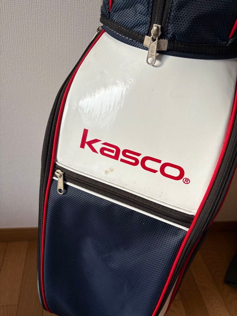 Kasco キャディバッグ 白赤紺 ストライプ