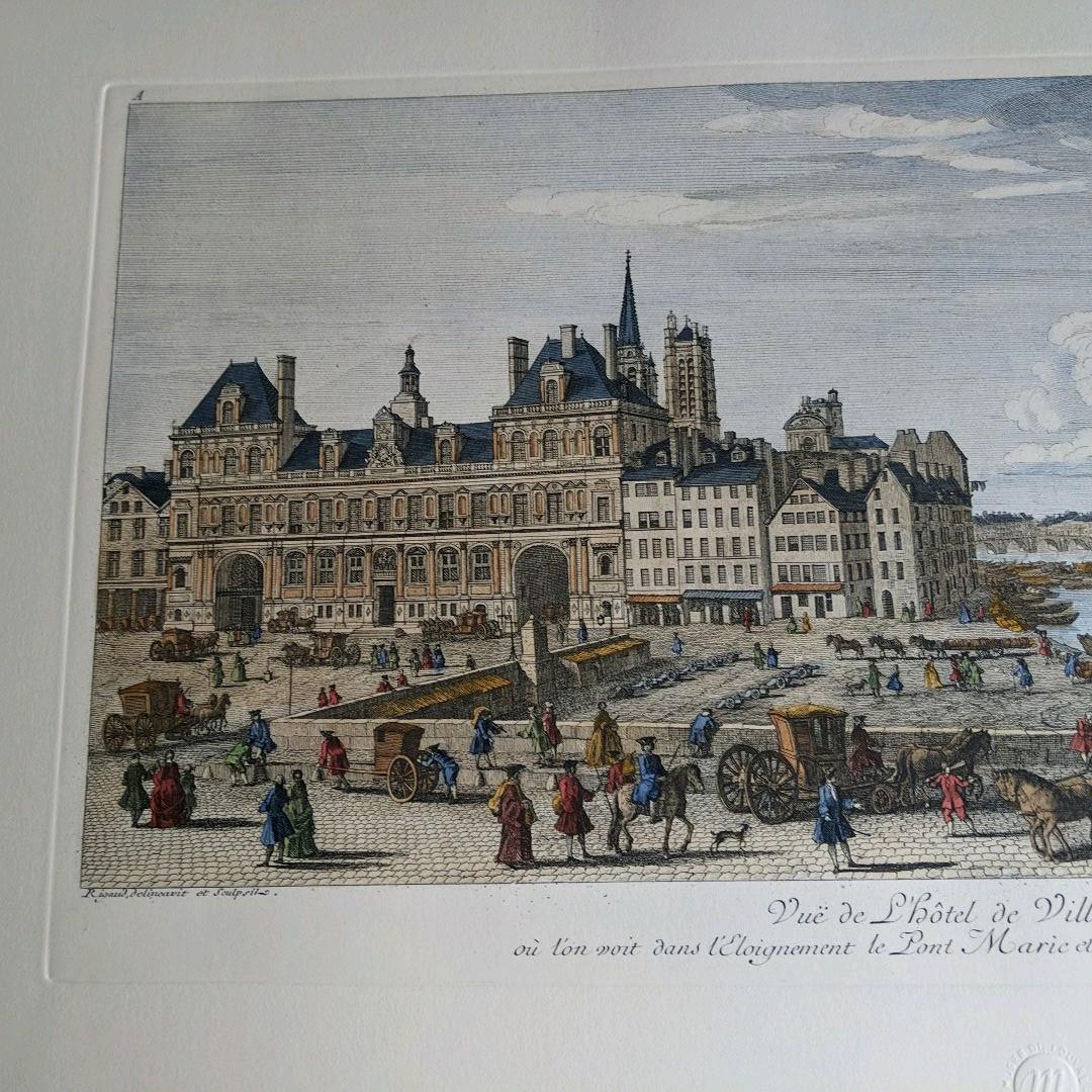 ルーブル美術館で購入 真正リトグラフ（版画）　パリ市庁舎