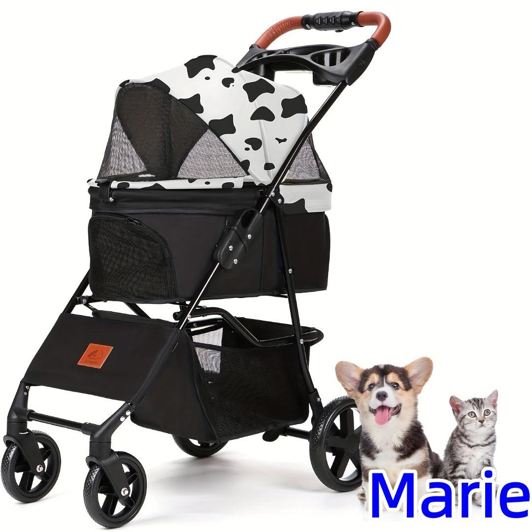 犬用ベビーカー 小型犬 4 輪 折り畳み ワンタッチ 耐荷重 15KG 介護用