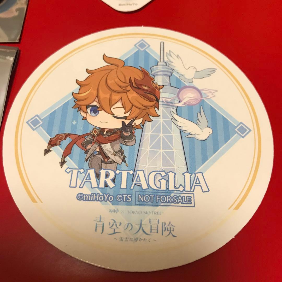 希少　原神✖️スカイツリーコラボ　タルタリヤ缶バッチ✖️４　コースターセット