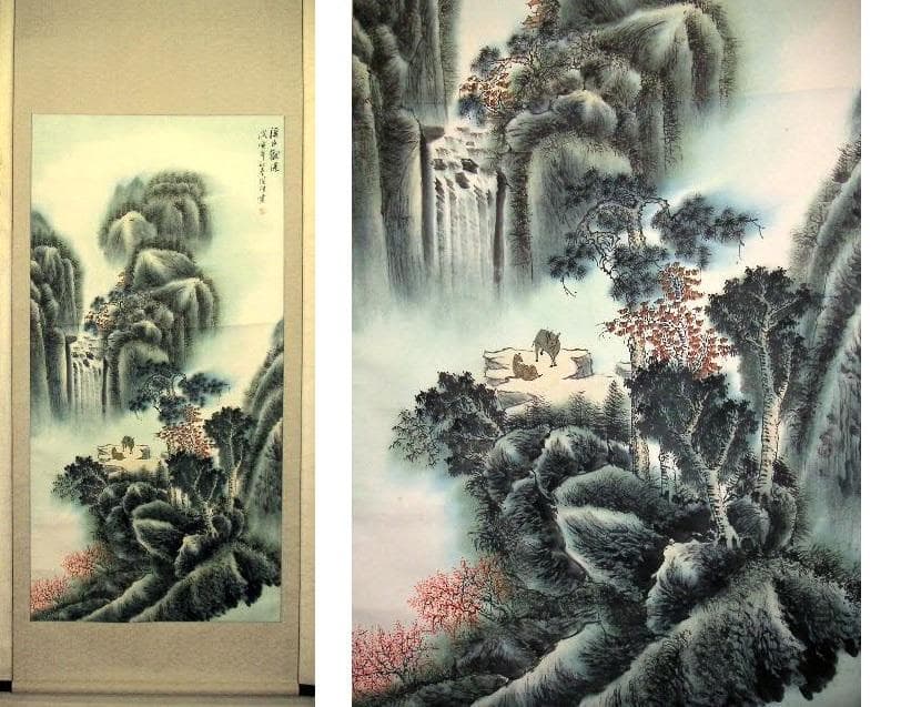 ♥掛軸　中国　山水画　大きな　掛け軸　骨董品