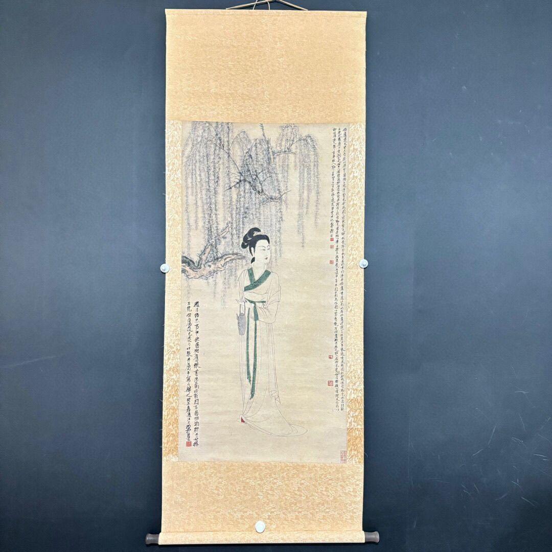谢稚柳 人物図 掛け軸｜中堂｜中国人物画｜表装済み