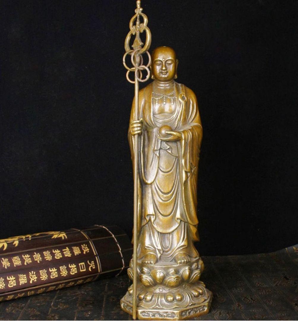 地蔵 菩薩 観音 銅製 仏像 彫刻 仏堂 置物 開運 風水