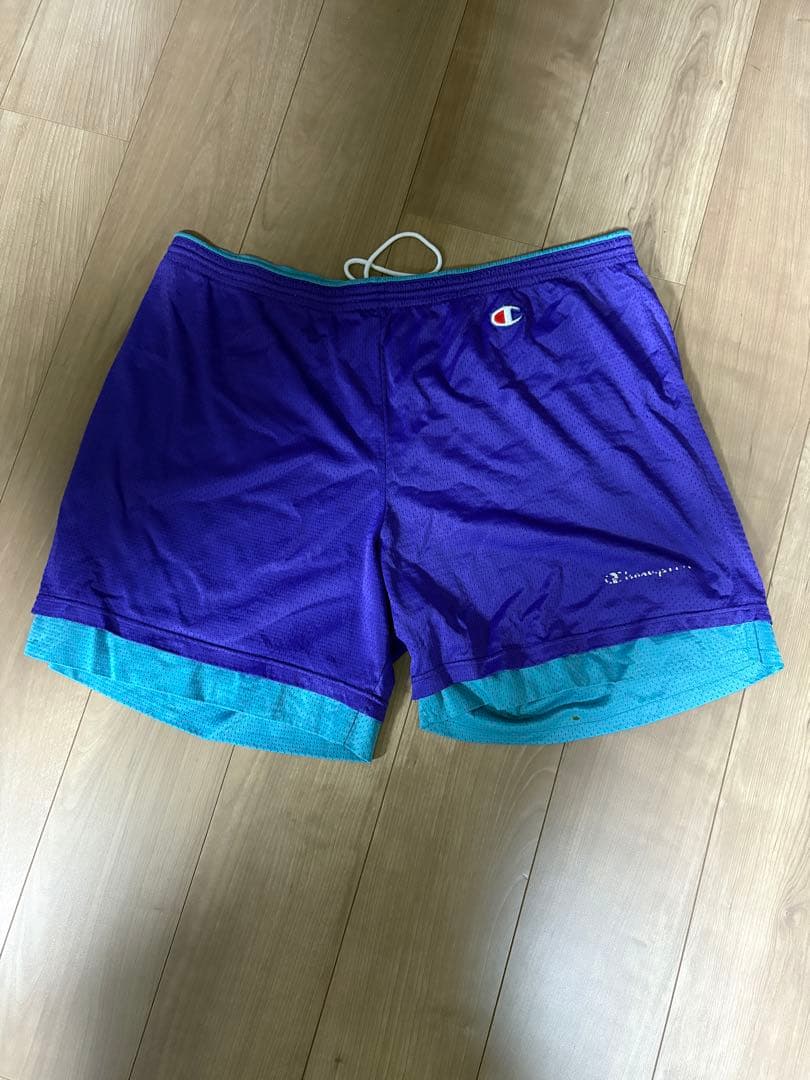 80s Champion USA製　バスパン　リバーシブル 希少　紫　水色