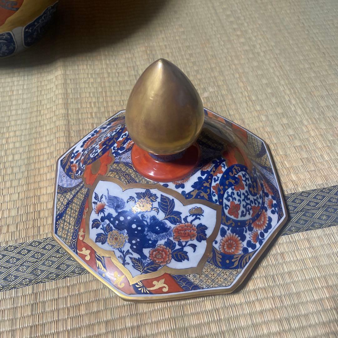 金色装飾の陶器の壺　大型　壺