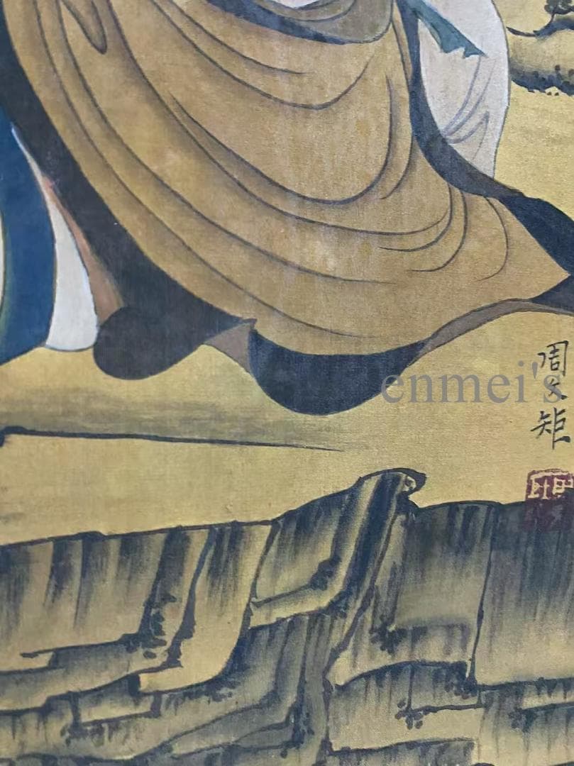 中国古美術 五代 周文矩款 人物画 水墨画 掛軸 絹布 唐物 古画 書画 肉筆