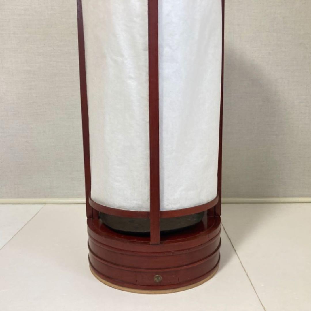 古い置行灯 行燈 ランプ スタンド 照明 木製 漆塗 朱色 大型 和風 レトロ