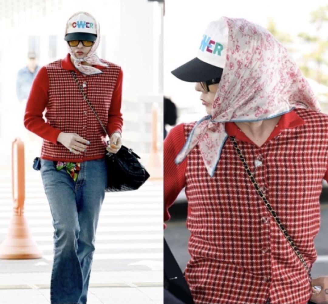 G-DRAGON ジードラゴン　スカーフ　ジヨン　BIGBANG 空港コーデ