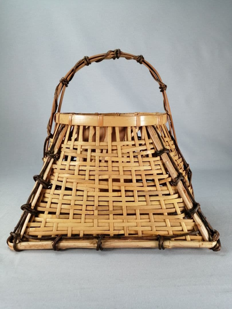 【茶事具】手付き四方籠　花籠　花入229