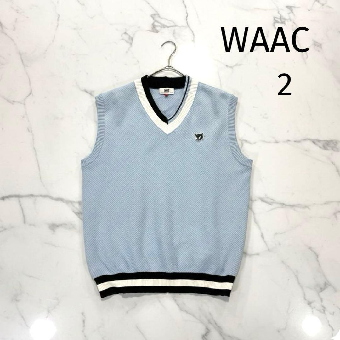WAAC ワック　ニットベスト　メンズ　2 L程度　スカイブルー系　韓国