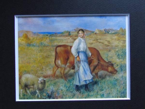ルノワール 、【牛飼いの娘】、希少画集画、新品高級額・額装付、状態良好