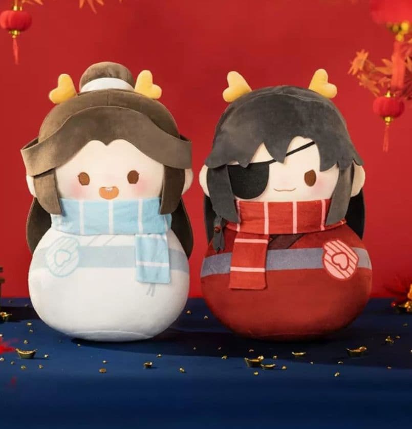 天官賜福（てんかんしふく）龍賀新禧シリーズ 40cmだるまぬいぐるみ　2体セット