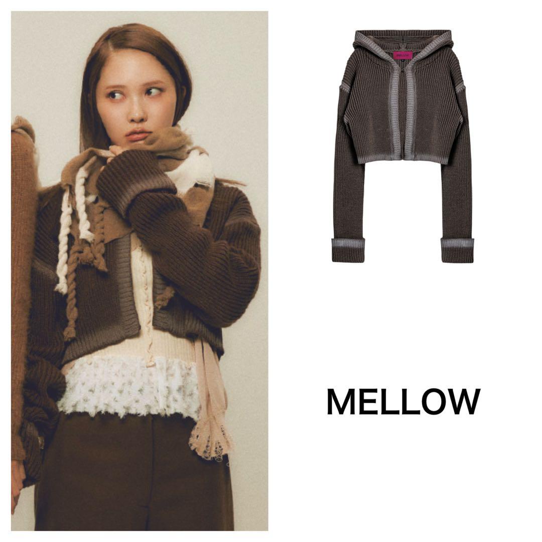 MELLOWブラウンカーディガン加藤史帆着用 日向坂46あやひろ韓国ショート丈
