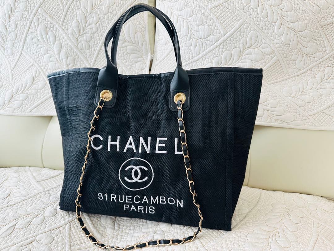 刺繍入り☆CHANEL☆ノベルティ肩掛けチェーンバッグトートバッグ未使用