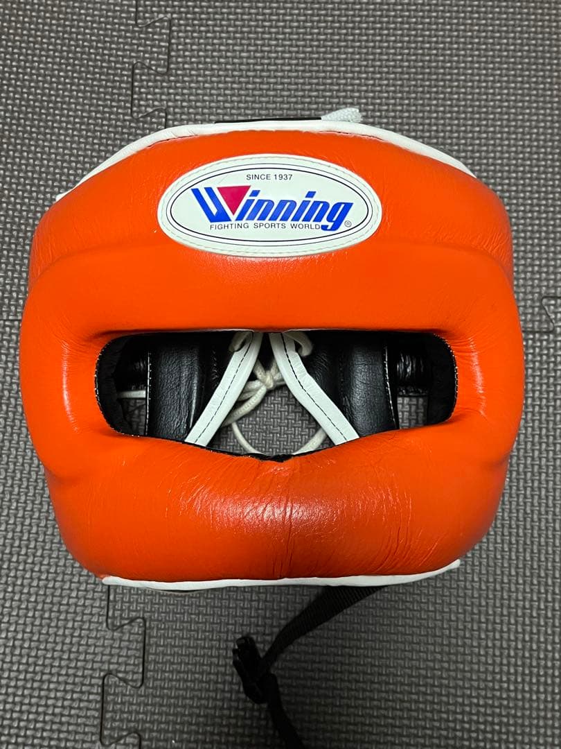 【希少】Winning ヘッドギア オレンジ×黒　フルフェイスMサイズ